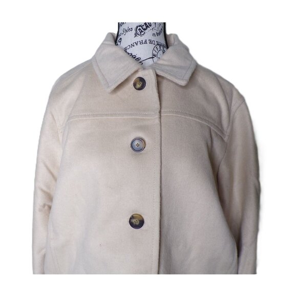 🆕ANN TAYLOR Fringe Bomber Jacket Wool Blend Lined Beige Medium - Picture 5 of 11